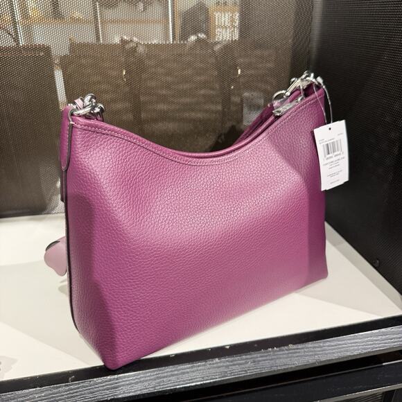 Coach Outlet Laurel Shoulder Bag with Flower Charm CCE35 SVYF2 Plum/Jasmine - Picture 5 of 12